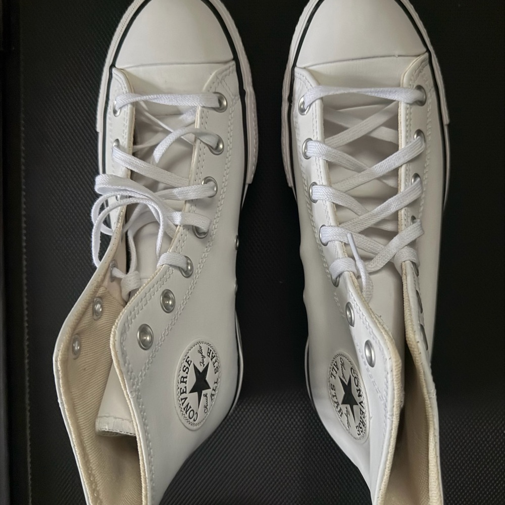 Converse White High-Top Leather Platform Sneakers